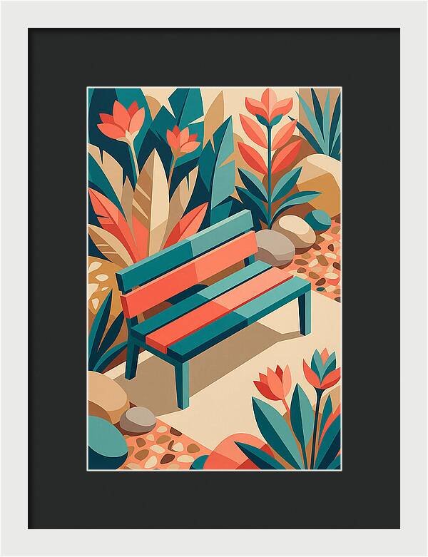 Garden Bench Surrounded By Nature