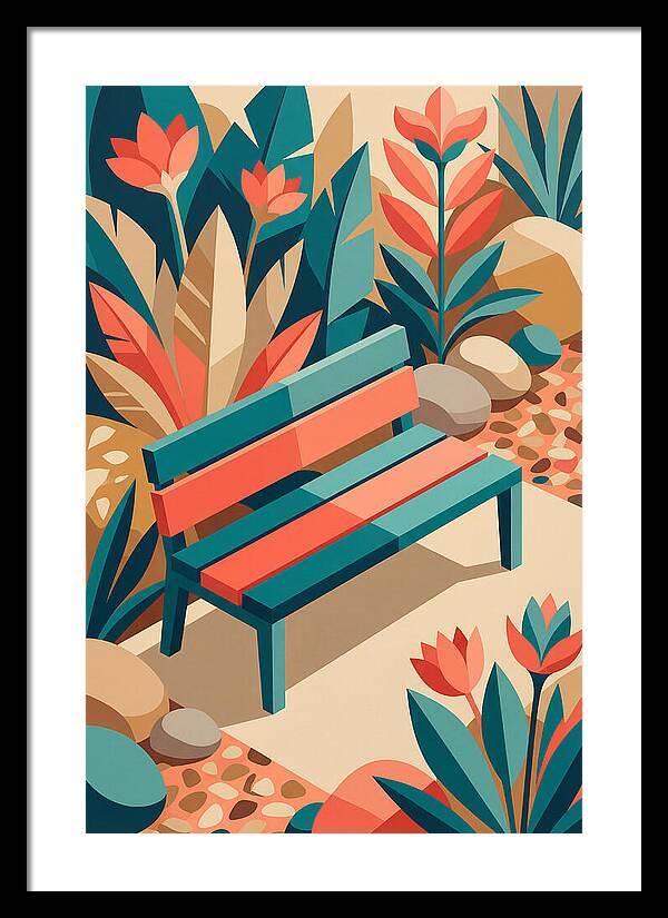 Garden Bench Surrounded By Nature