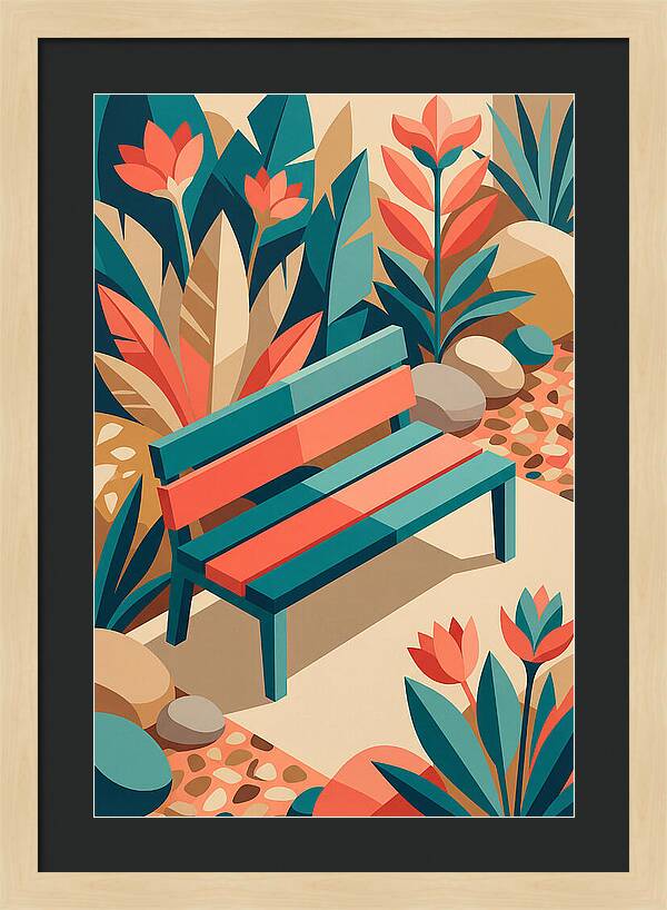 Garden Bench Surrounded By Nature