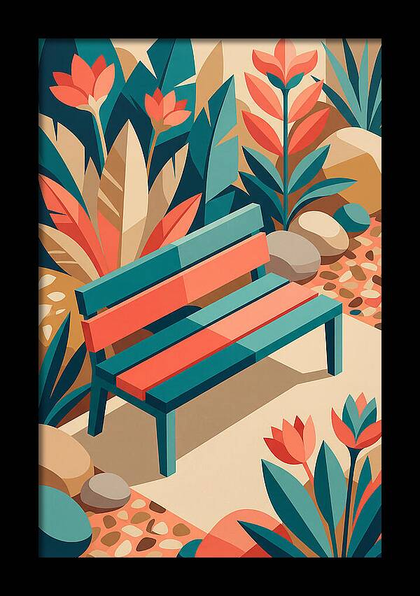 Garden Bench Surrounded By Nature