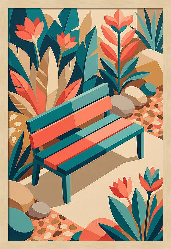 Garden Bench Surrounded By Nature