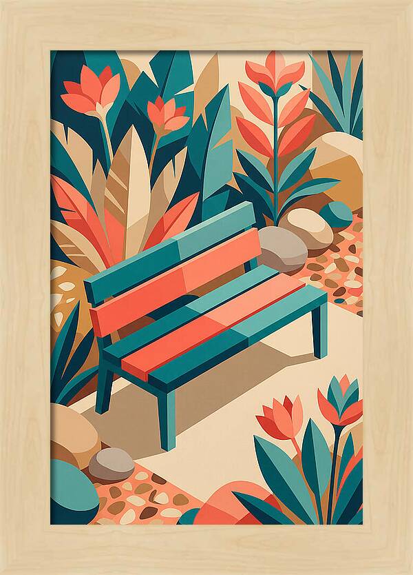 Garden Bench Surrounded By Nature