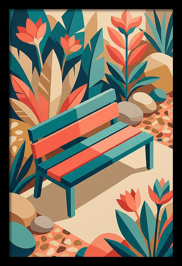 Garden Bench Surrounded By Nature