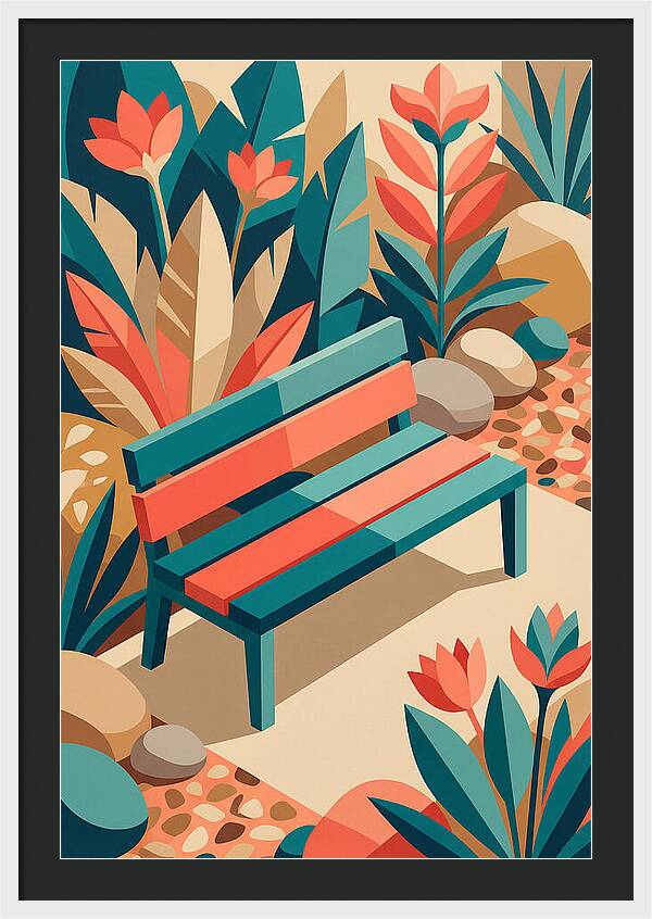 Garden Bench Surrounded By Nature