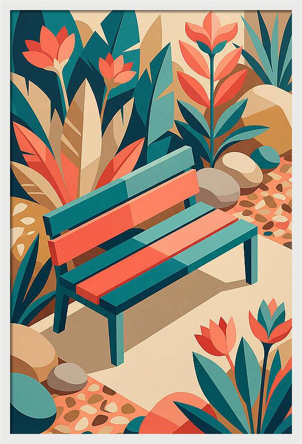 Garden Bench Surrounded By Nature