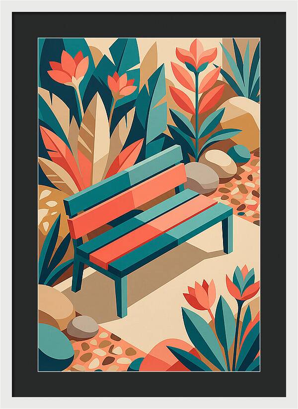 Garden Bench Surrounded By Nature