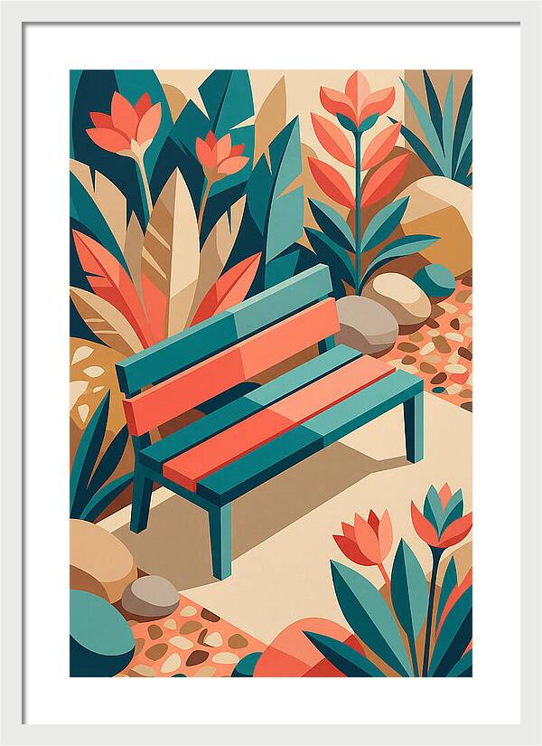 Garden Bench Surrounded By Nature