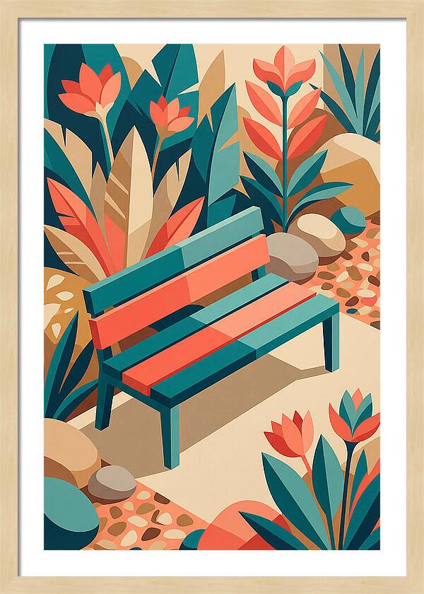 Garden Bench Surrounded By Nature