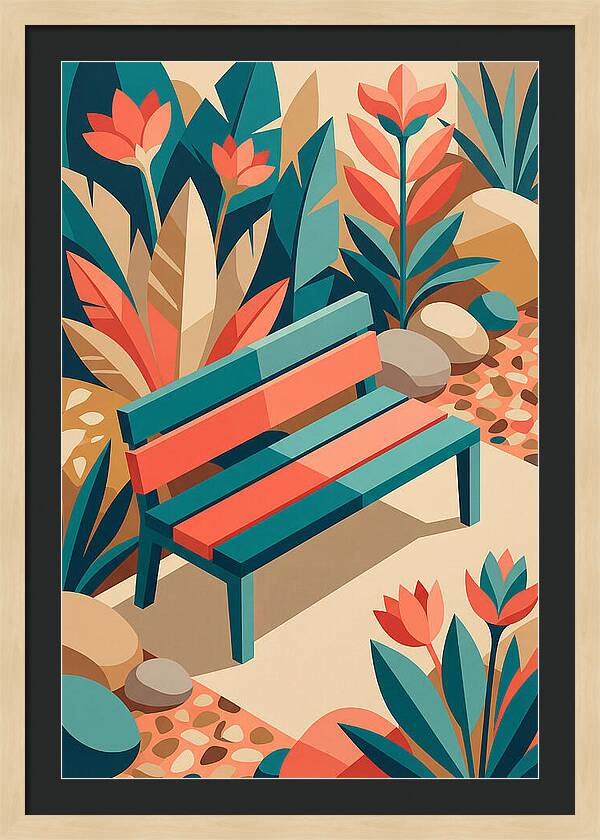 Garden Bench Surrounded By Nature