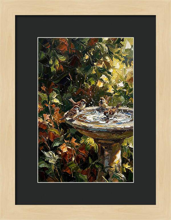 Garden Birds Enjoying A Bath