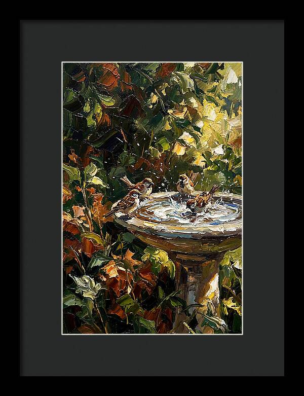 Garden Birds Enjoying A Bath