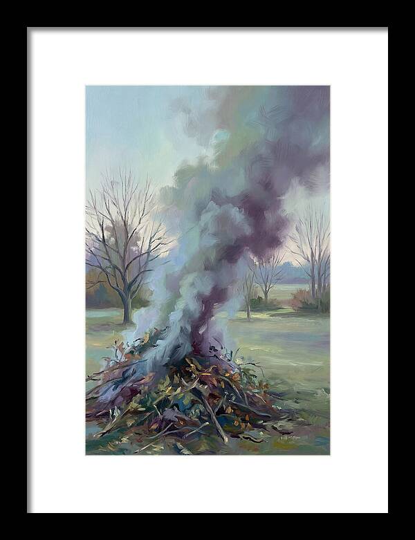 Garden Bonfire Of Autumn Prunings