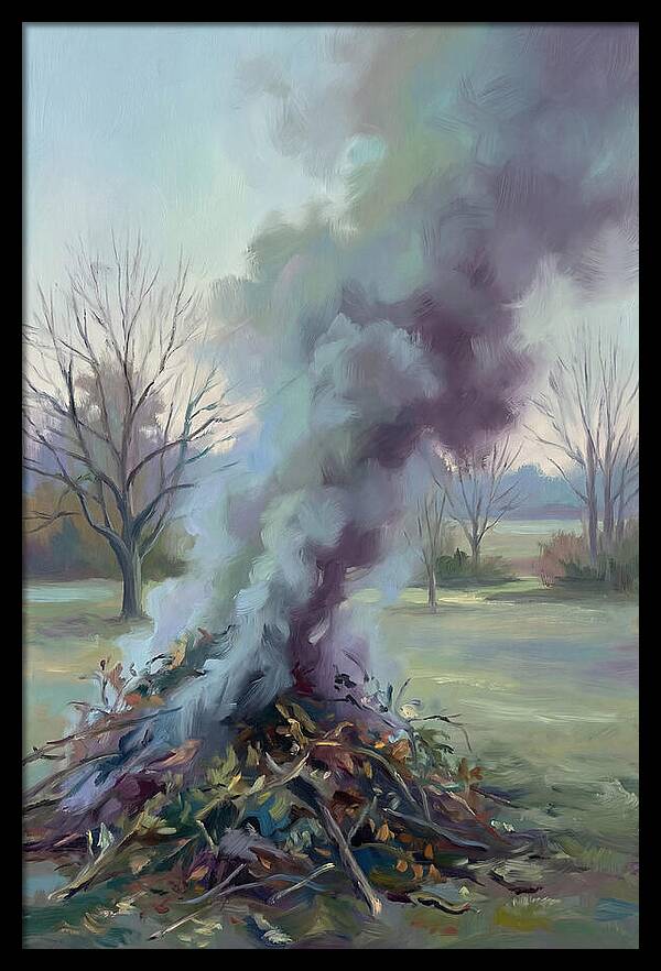 Garden Bonfire Of Autumn Prunings