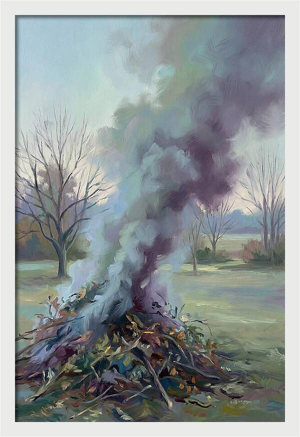 Garden Bonfire Of Autumn Prunings