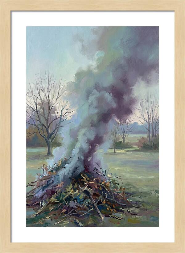Garden Bonfire Of Autumn Prunings