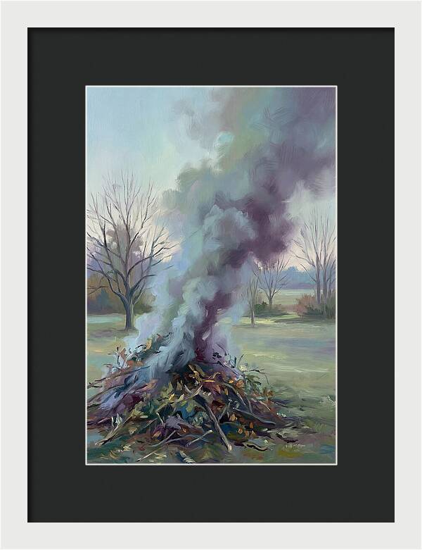 Garden Bonfire Of Autumn Prunings