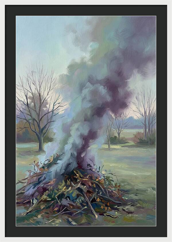 Garden Bonfire Of Autumn Prunings