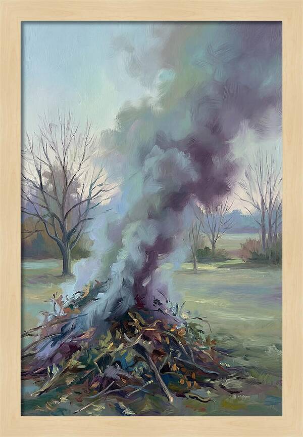 Garden Bonfire Of Autumn Prunings