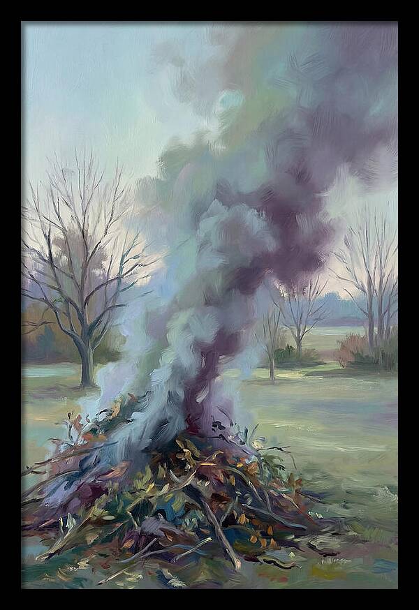 Garden Bonfire Of Autumn Prunings