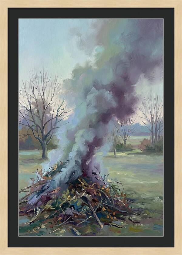 Garden Bonfire Of Autumn Prunings