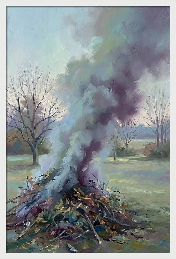 Garden Bonfire Of Autumn Prunings