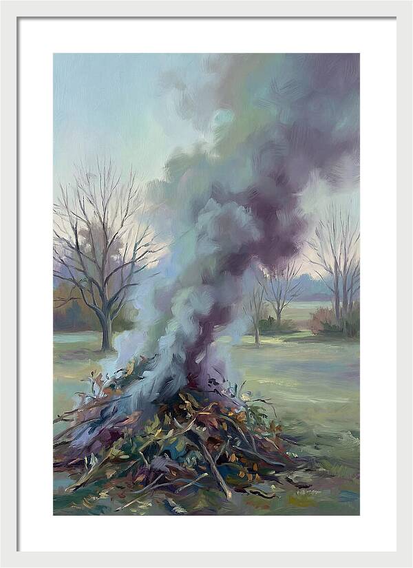 Garden Bonfire Of Autumn Prunings