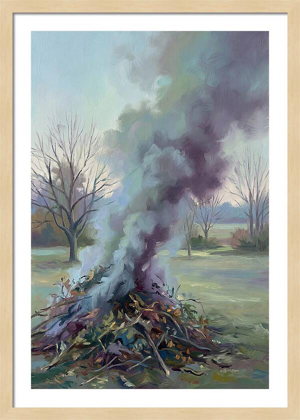Garden Bonfire Of Autumn Prunings