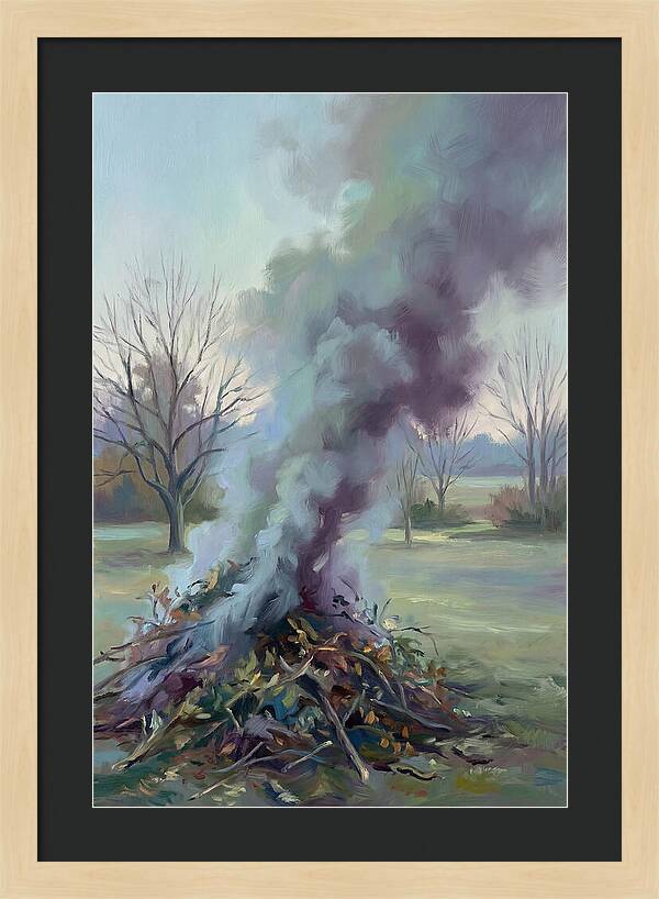 Garden Bonfire Of Autumn Prunings