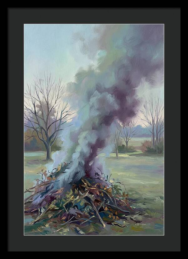 Garden Bonfire Of Autumn Prunings