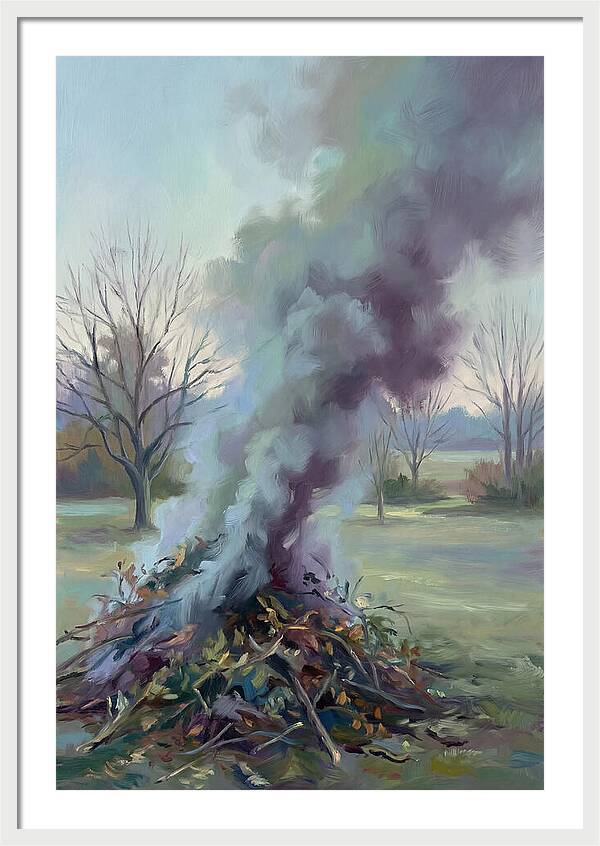 Garden Bonfire Of Autumn Prunings
