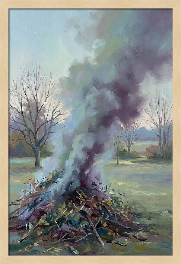 Garden Bonfire Of Autumn Prunings
