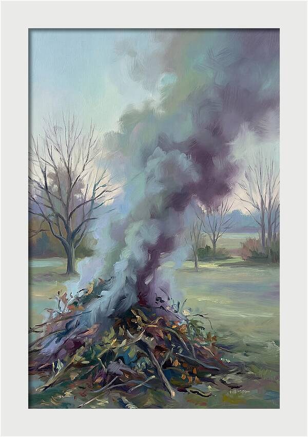 Garden Bonfire Of Autumn Prunings