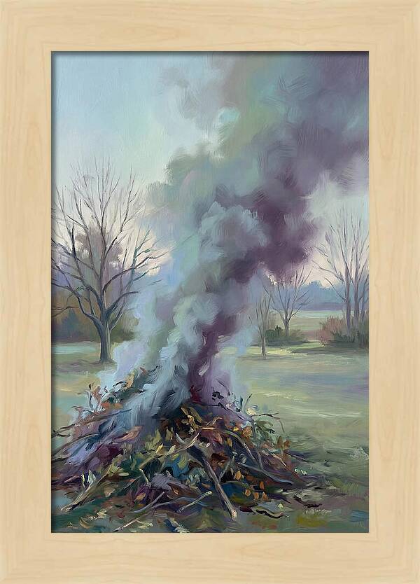 Garden Bonfire Of Autumn Prunings