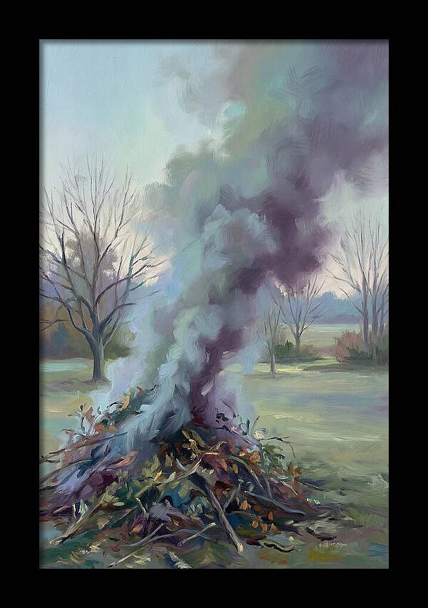 Garden Bonfire Of Autumn Prunings