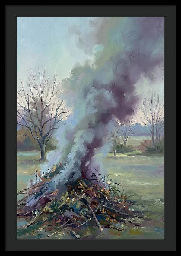 Garden Bonfire Of Autumn Prunings