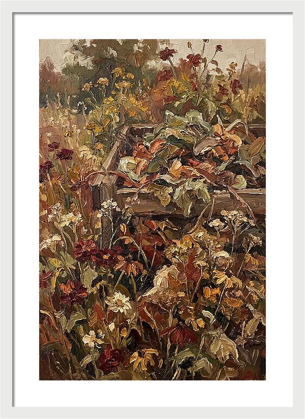 Garden Compost Heap With Wildflowers