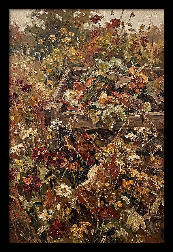 Garden Compost Heap With Wildflowers