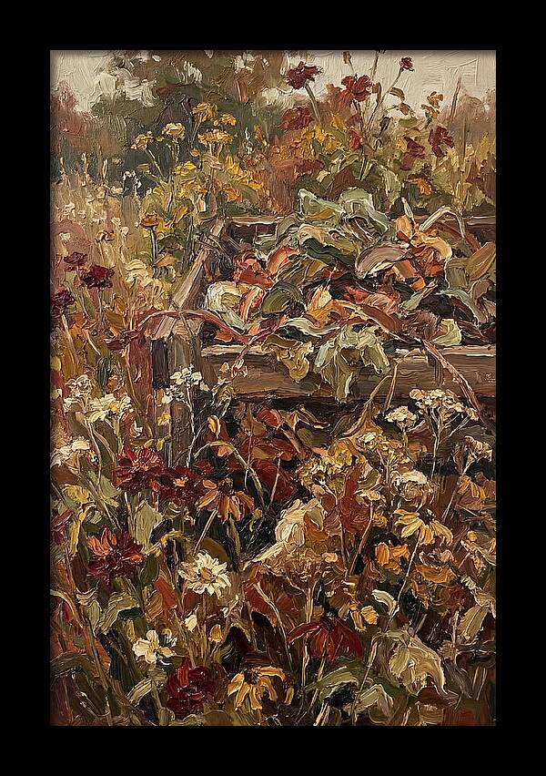 Garden Compost Heap With Wildflowers