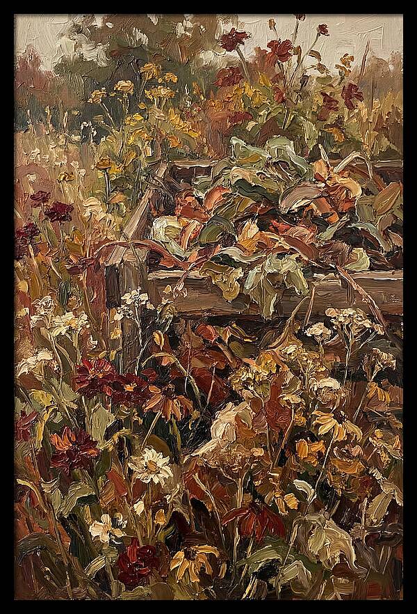 Garden Compost Heap With Wildflowers
