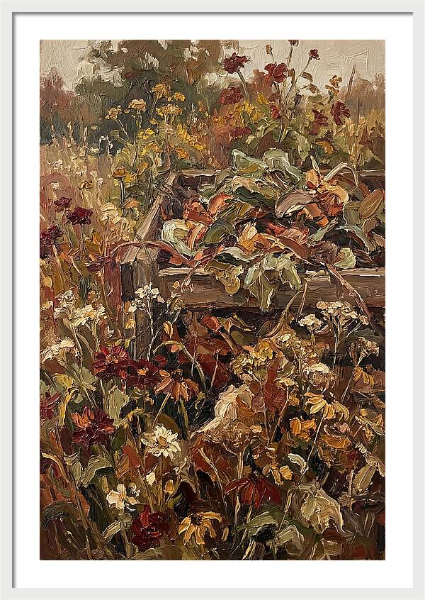 Garden Compost Heap With Wildflowers