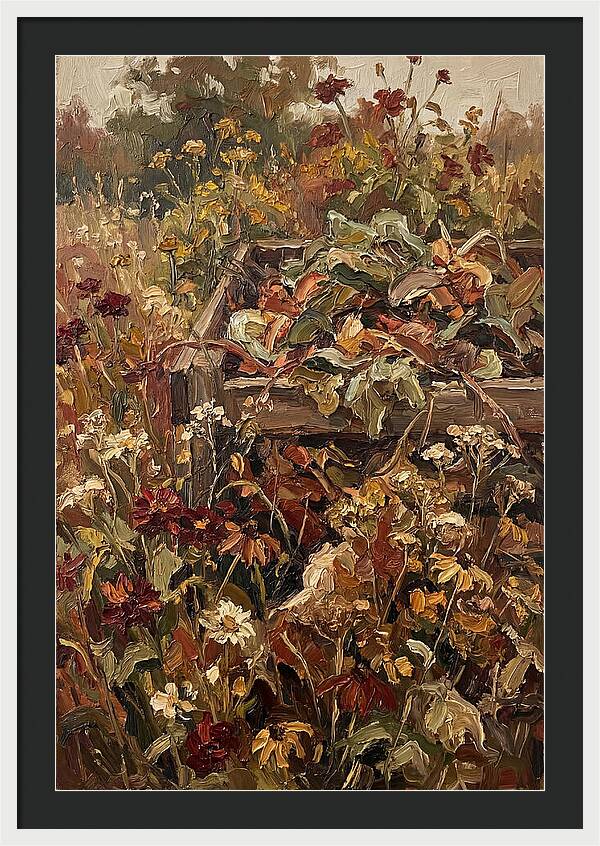 Garden Compost Heap With Wildflowers