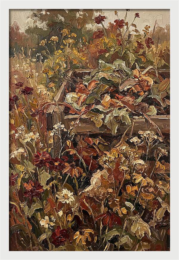 Garden Compost Heap With Wildflowers