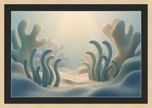 Garden Eels Swaying In Sand