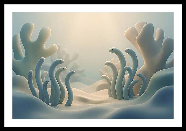 Garden Eels Swaying In Sand