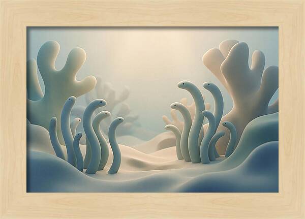 Garden Eels Swaying In Sand