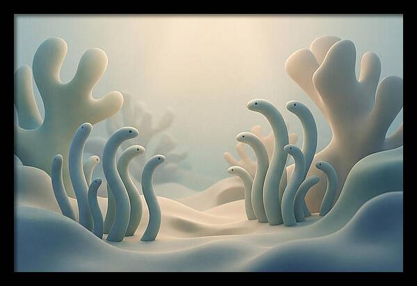 Garden Eels Swaying In Sand