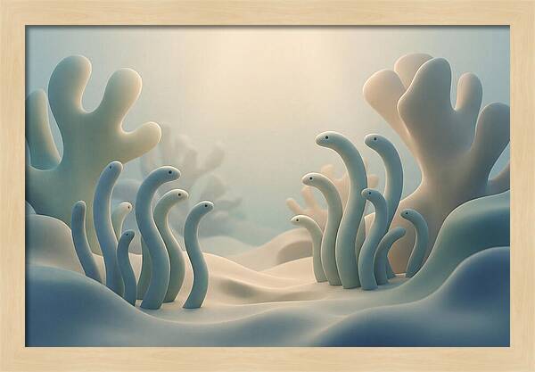 Garden Eels Swaying In Sand