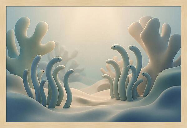 Garden Eels Swaying In Sand