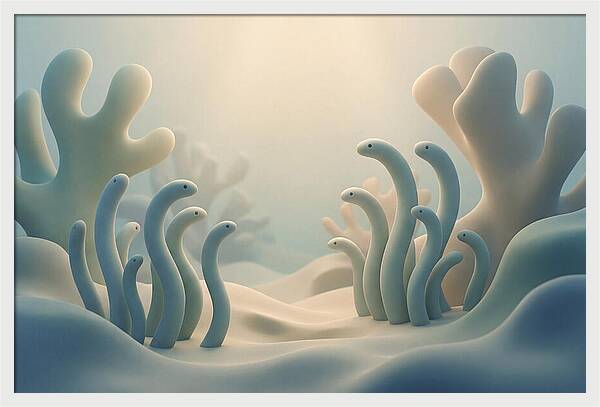 Garden Eels Swaying In Sand