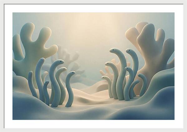 Garden Eels Swaying In Sand